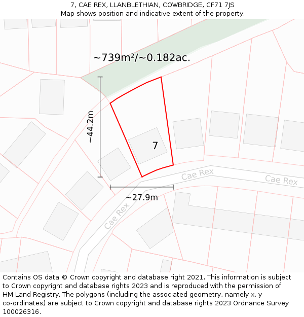 7, CAE REX, LLANBLETHIAN, COWBRIDGE, CF71 7JS: Plot and title map