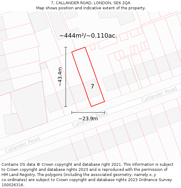 7, CALLANDER ROAD, LONDON, SE6 2QA: Plot and title map