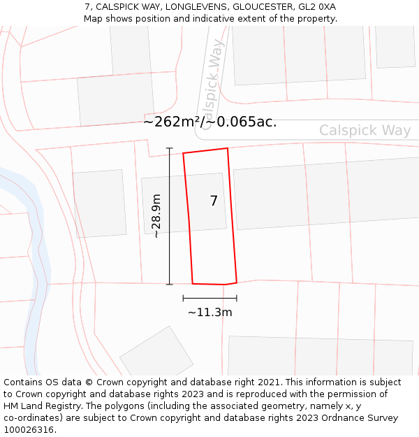7, CALSPICK WAY, LONGLEVENS, GLOUCESTER, GL2 0XA: Plot and title map