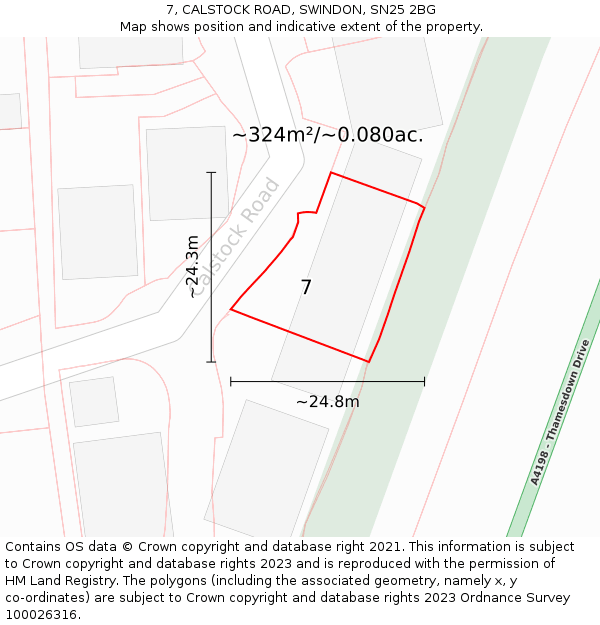 7, CALSTOCK ROAD, SWINDON, SN25 2BG: Plot and title map