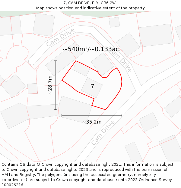 7, CAM DRIVE, ELY, CB6 2WH: Plot and title map