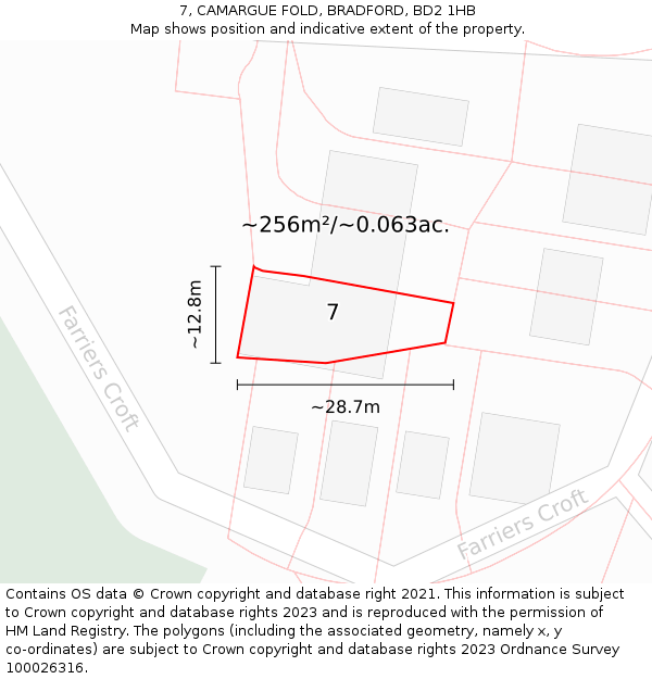 7, CAMARGUE FOLD, BRADFORD, BD2 1HB: Plot and title map