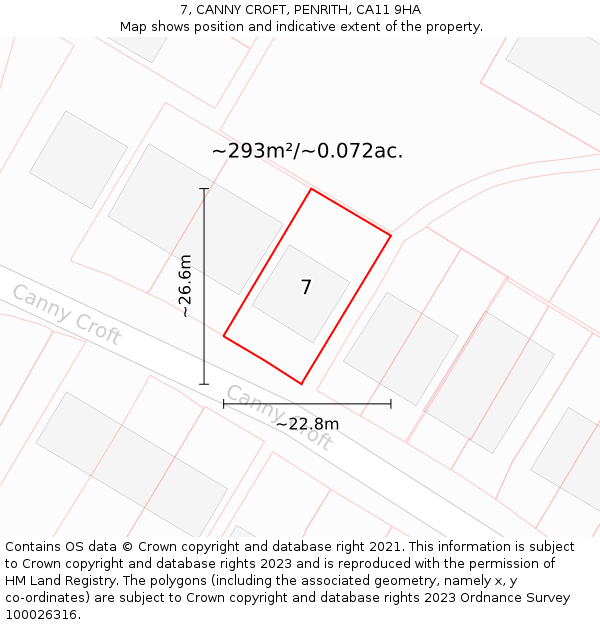 7, CANNY CROFT, PENRITH, CA11 9HA: Plot and title map