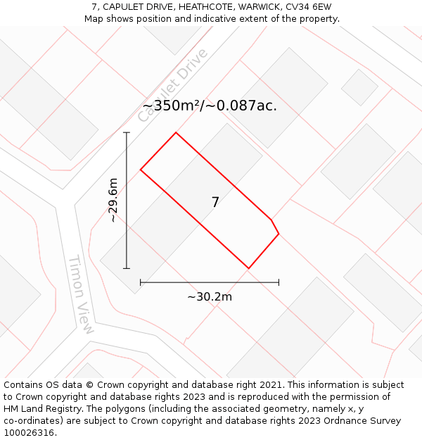 7, CAPULET DRIVE, HEATHCOTE, WARWICK, CV34 6EW: Plot and title map