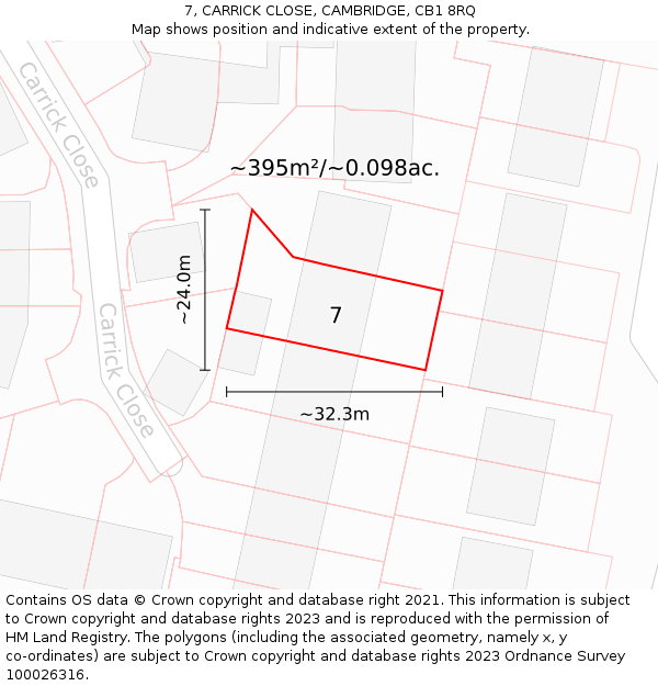 7, CARRICK CLOSE, CAMBRIDGE, CB1 8RQ: Plot and title map