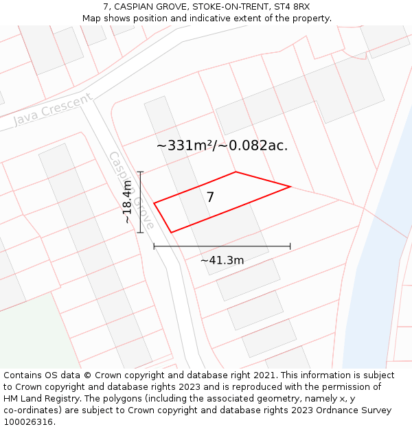 7, CASPIAN GROVE, STOKE-ON-TRENT, ST4 8RX: Plot and title map