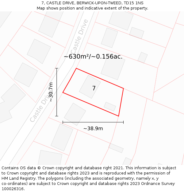 7, CASTLE DRIVE, BERWICK-UPON-TWEED, TD15 1NS: Plot and title map