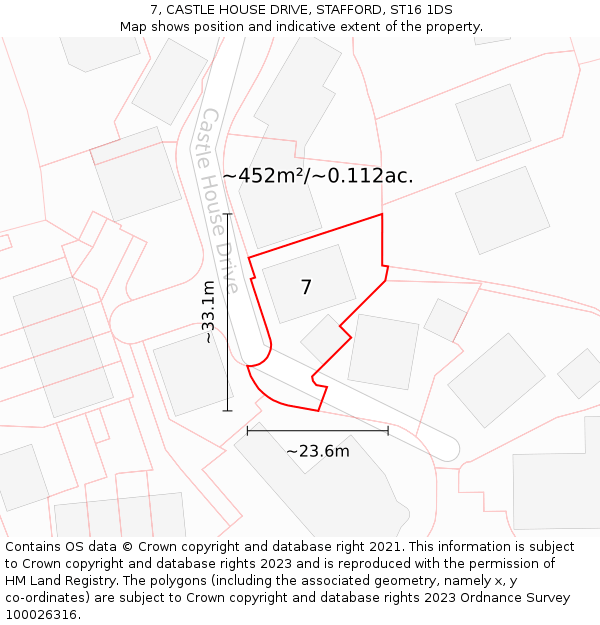 7, CASTLE HOUSE DRIVE, STAFFORD, ST16 1DS: Plot and title map