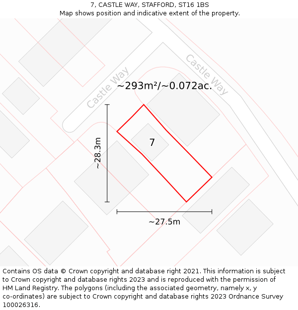 7, CASTLE WAY, STAFFORD, ST16 1BS: Plot and title map