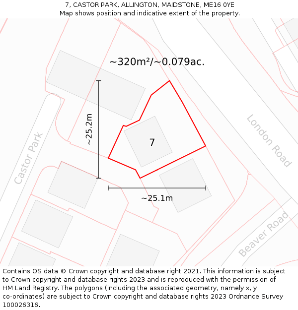 7, CASTOR PARK, ALLINGTON, MAIDSTONE, ME16 0YE: Plot and title map