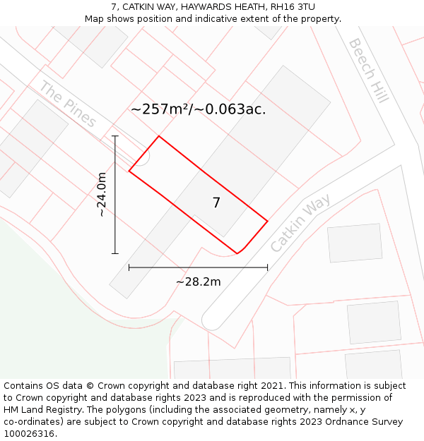 7, CATKIN WAY, HAYWARDS HEATH, RH16 3TU: Plot and title map
