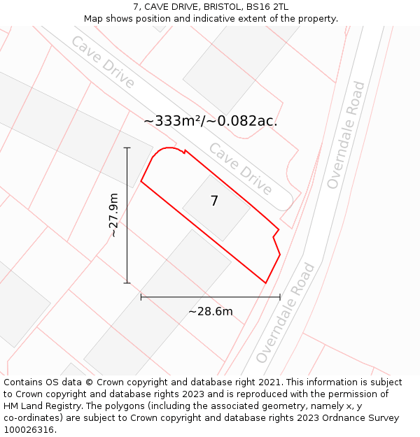 7, CAVE DRIVE, BRISTOL, BS16 2TL: Plot and title map