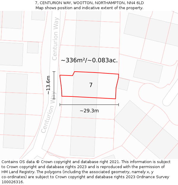 7, CENTURION WAY, WOOTTON, NORTHAMPTON, NN4 6LD: Plot and title map