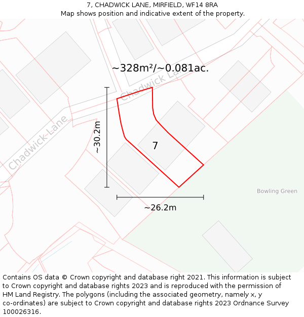 7, CHADWICK LANE, MIRFIELD, WF14 8RA: Plot and title map