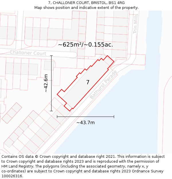 7, CHALLONER COURT, BRISTOL, BS1 4RG: Plot and title map