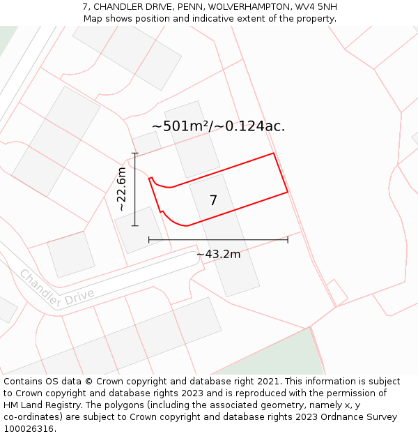 7, CHANDLER DRIVE, PENN, WOLVERHAMPTON, WV4 5NH: Plot and title map