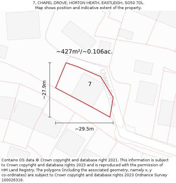 7, CHAPEL DROVE, HORTON HEATH, EASTLEIGH, SO50 7DL: Plot and title map