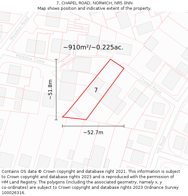 7, CHAPEL ROAD, NORWICH, NR5 0NN: Plot and title map