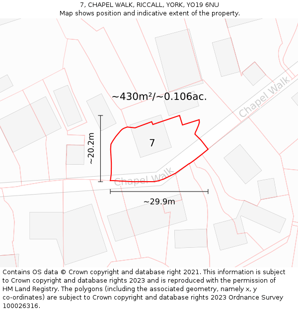 7, CHAPEL WALK, RICCALL, YORK, YO19 6NU: Plot and title map