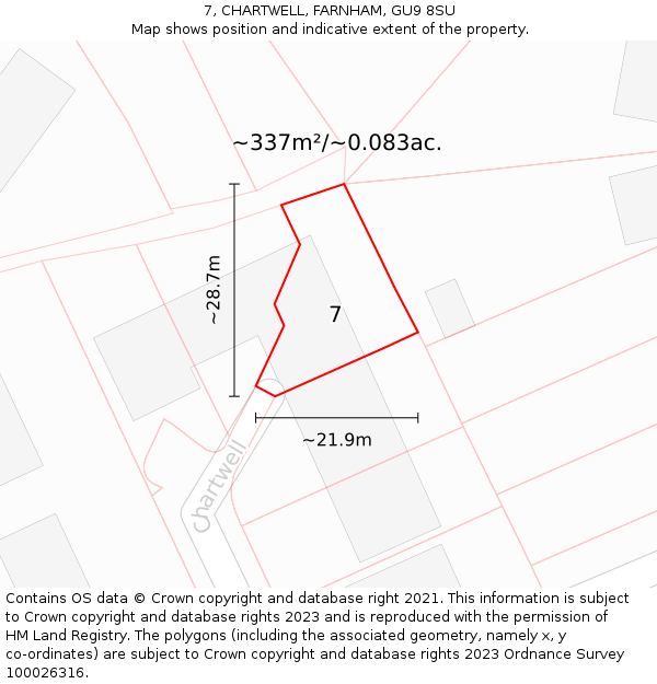 7, CHARTWELL, FARNHAM, GU9 8SU: Plot and title map
