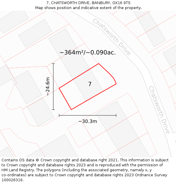 7, CHATSWORTH DRIVE, BANBURY, OX16 9TS: Plot and title map