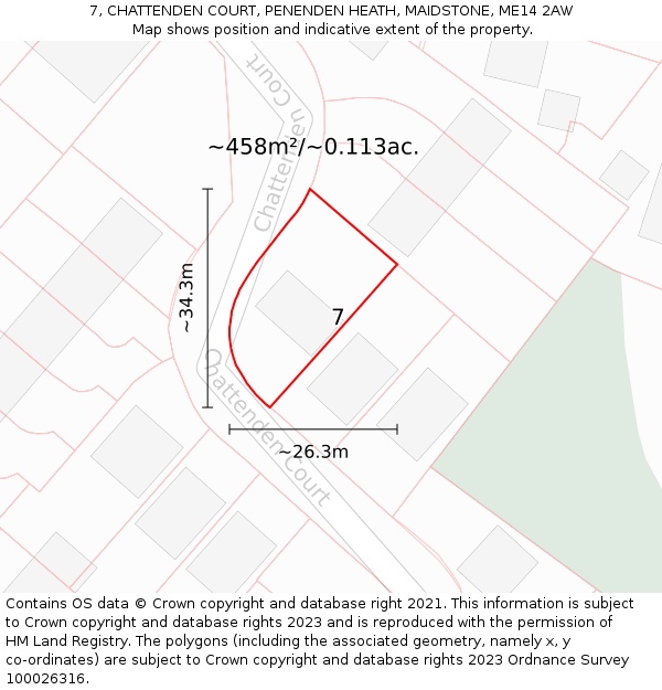 7, CHATTENDEN COURT, PENENDEN HEATH, MAIDSTONE, ME14 2AW: Plot and title map
