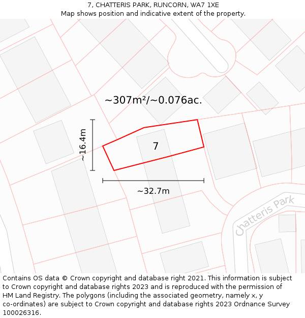 7, CHATTERIS PARK, RUNCORN, WA7 1XE: Plot and title map