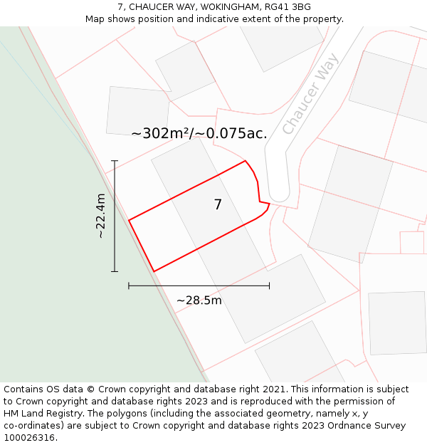 7, CHAUCER WAY, WOKINGHAM, RG41 3BG: Plot and title map
