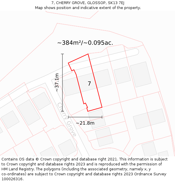 7, CHERRY GROVE, GLOSSOP, SK13 7EJ: Plot and title map