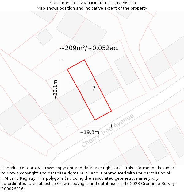 7, CHERRY TREE AVENUE, BELPER, DE56 1FR: Plot and title map