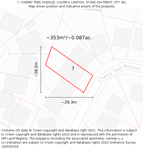 7, CHERRY TREE AVENUE, CHURCH LAWTON, STOKE-ON-TRENT, ST7 3EL: Plot and title map