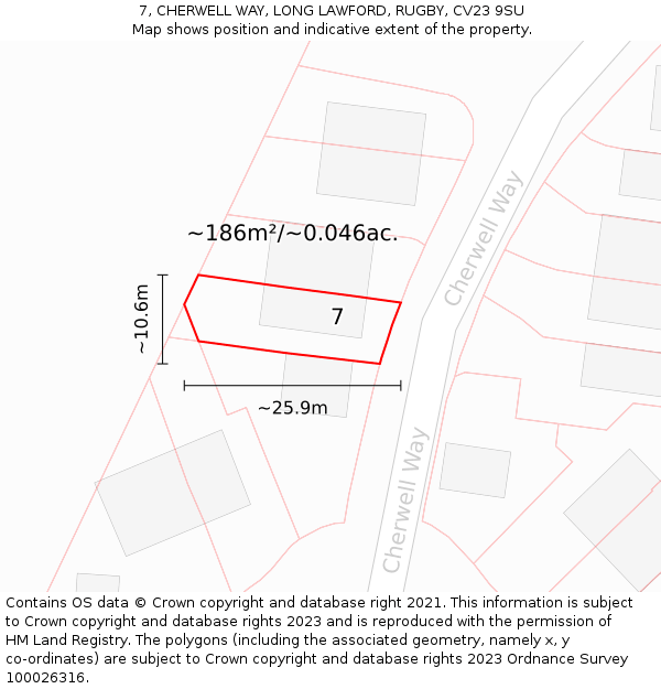 7, CHERWELL WAY, LONG LAWFORD, RUGBY, CV23 9SU: Plot and title map