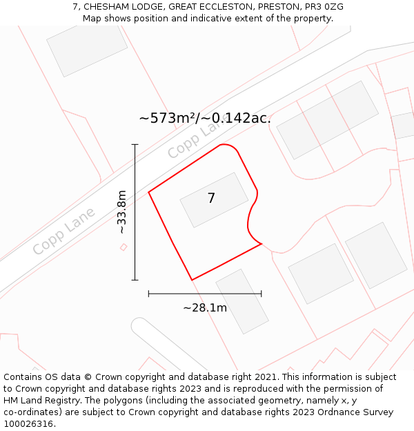 7, CHESHAM LODGE, GREAT ECCLESTON, PRESTON, PR3 0ZG: Plot and title map