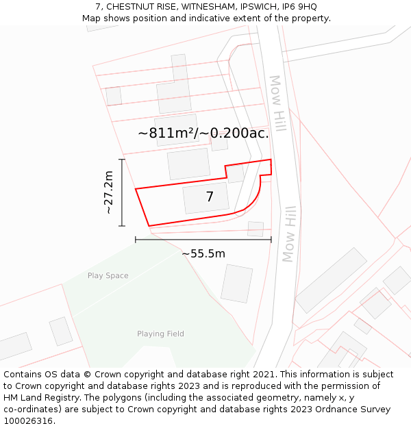 7, CHESTNUT RISE, WITNESHAM, IPSWICH, IP6 9HQ: Plot and title map
