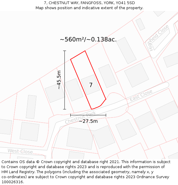 7, CHESTNUT WAY, FANGFOSS, YORK, YO41 5SD: Plot and title map
