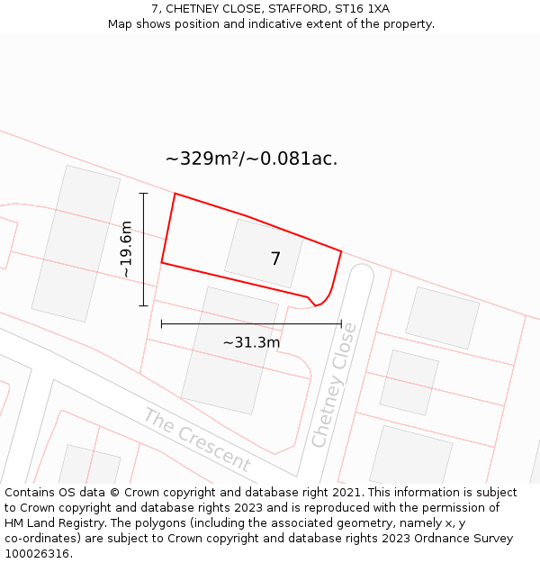 7, CHETNEY CLOSE, STAFFORD, ST16 1XA: Plot and title map