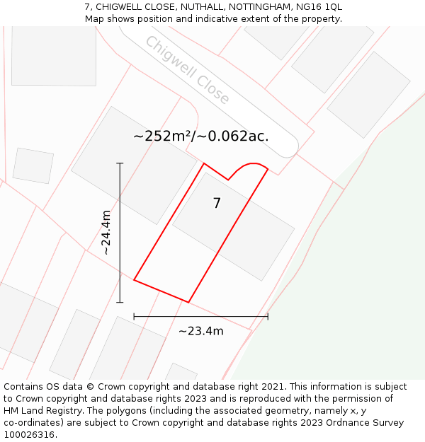 7, CHIGWELL CLOSE, NUTHALL, NOTTINGHAM, NG16 1QL: Plot and title map
