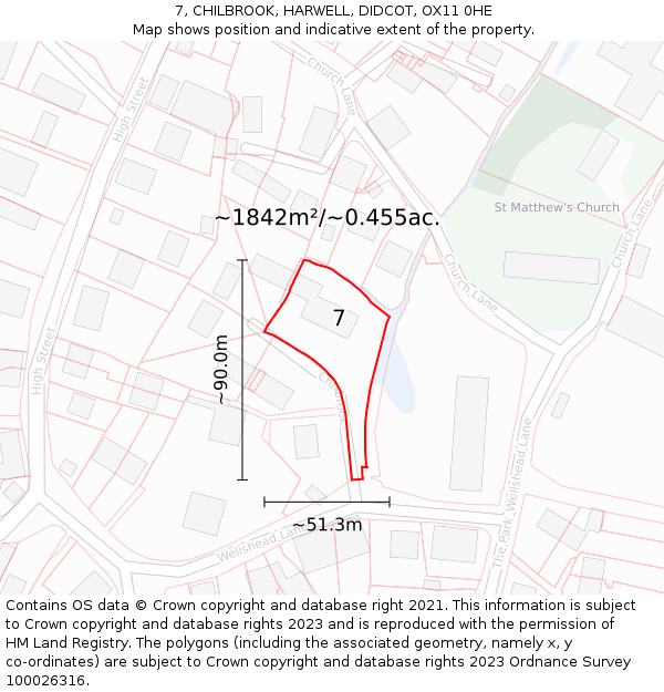 7, CHILBROOK, HARWELL, DIDCOT, OX11 0HE: Plot and title map