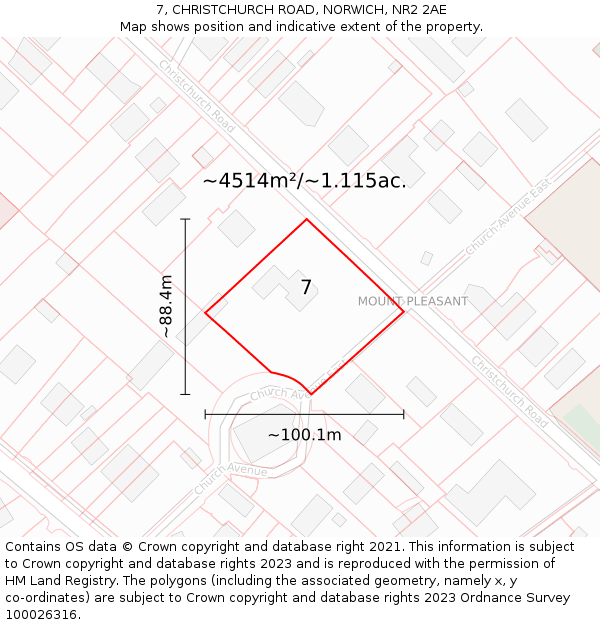 7, CHRISTCHURCH ROAD, NORWICH, NR2 2AE: Plot and title map