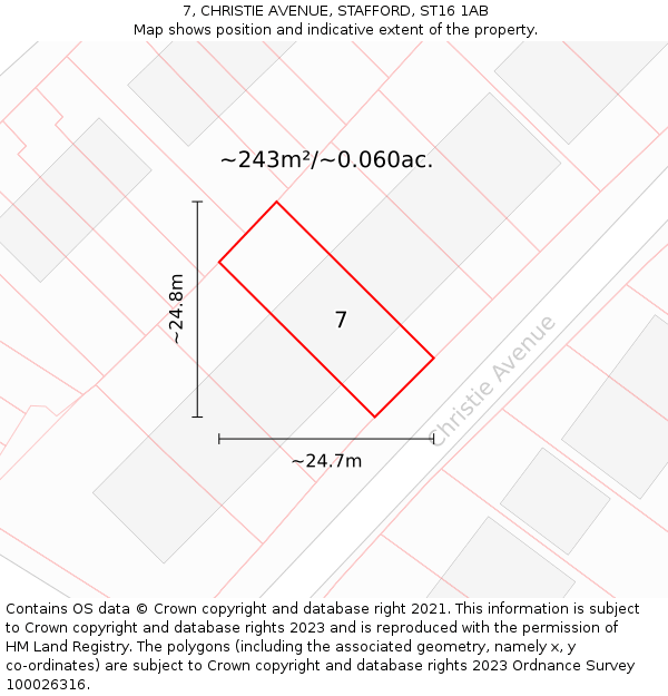 7, CHRISTIE AVENUE, STAFFORD, ST16 1AB: Plot and title map