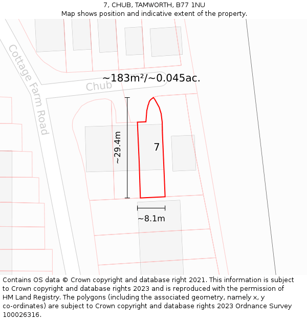 7, CHUB, TAMWORTH, B77 1NU: Plot and title map