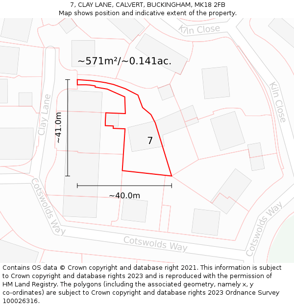 7, CLAY LANE, CALVERT, BUCKINGHAM, MK18 2FB: Plot and title map