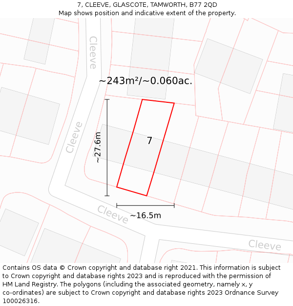 7, CLEEVE, GLASCOTE, TAMWORTH, B77 2QD: Plot and title map