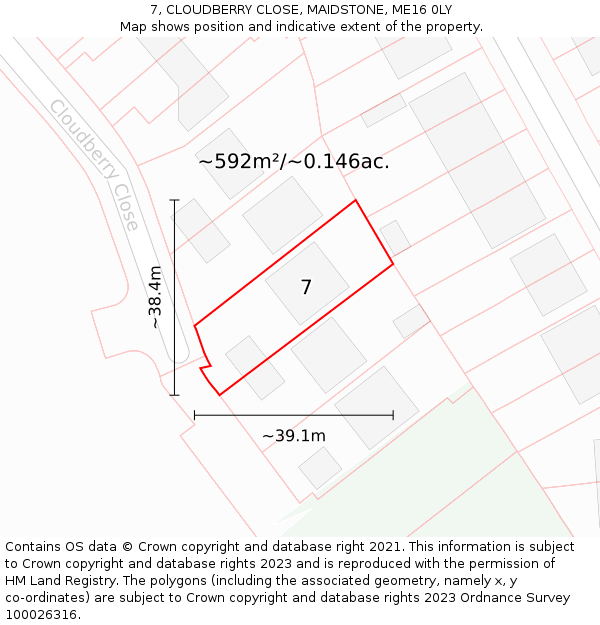 7, CLOUDBERRY CLOSE, MAIDSTONE, ME16 0LY: Plot and title map