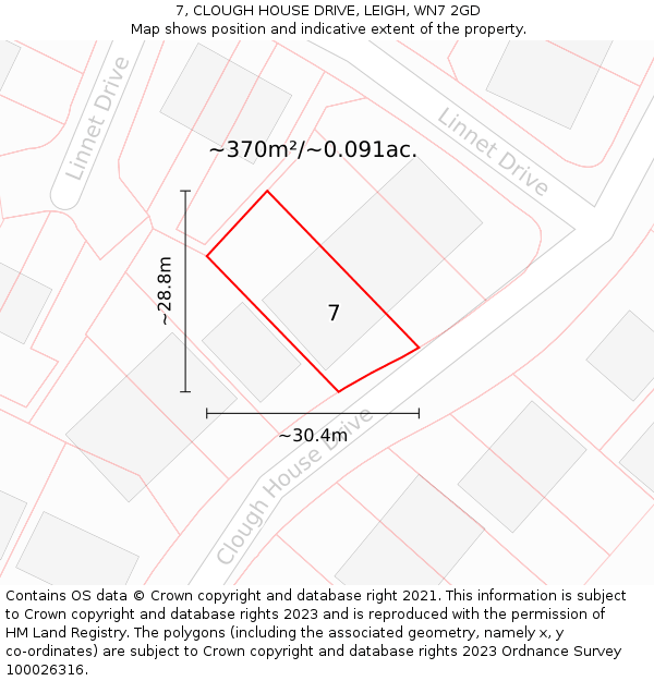 7, CLOUGH HOUSE DRIVE, LEIGH, WN7 2GD: Plot and title map