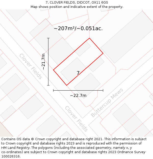 7, CLOVER FIELDS, DIDCOT, OX11 6GS: Plot and title map