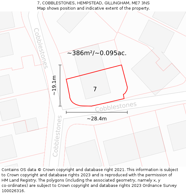7, COBBLESTONES, HEMPSTEAD, GILLINGHAM, ME7 3NS: Plot and title map