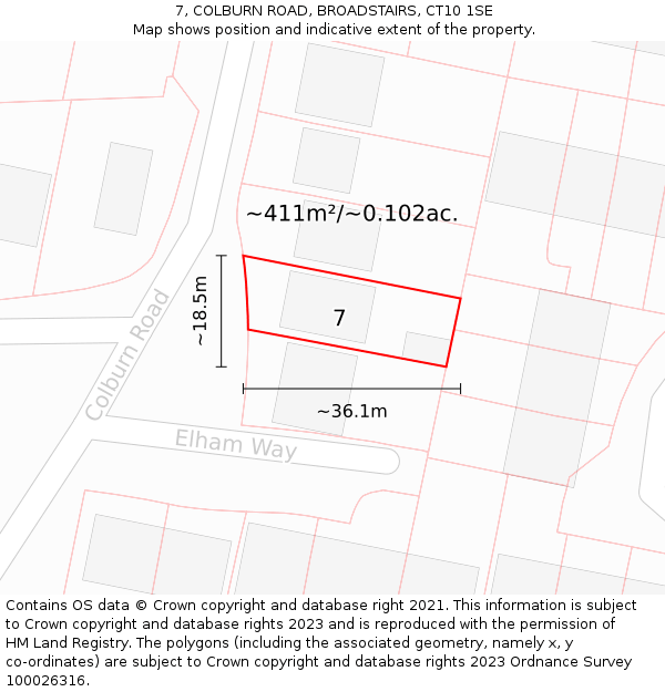 7, COLBURN ROAD, BROADSTAIRS, CT10 1SE: Plot and title map