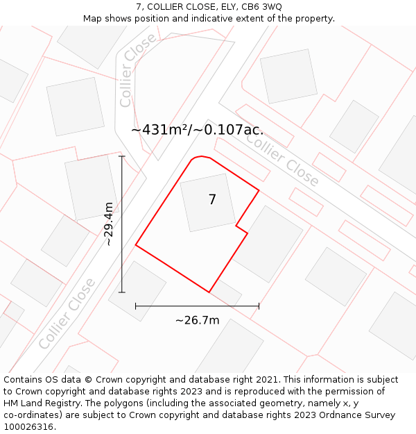 7, COLLIER CLOSE, ELY, CB6 3WQ: Plot and title map