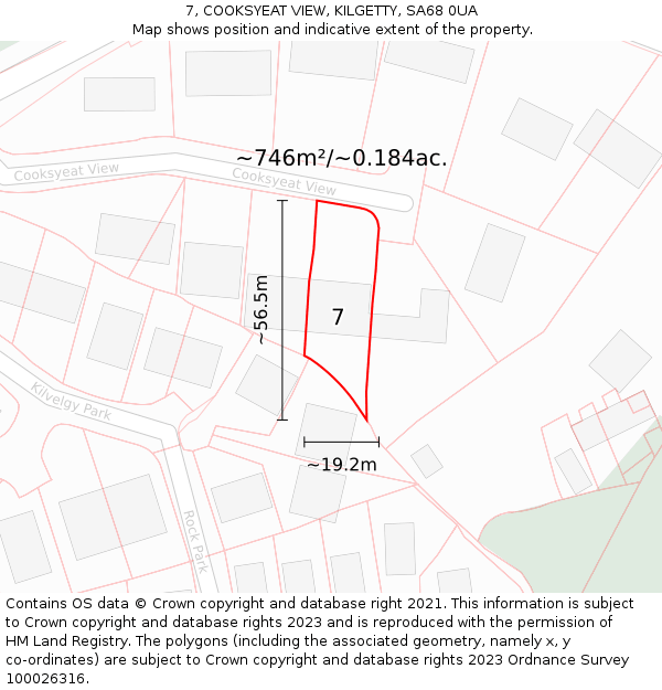 7, COOKSYEAT VIEW, KILGETTY, SA68 0UA: Plot and title map